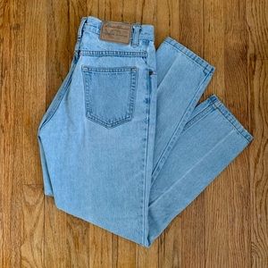 Vintage Eddie Bauer Distressed Jean High Waisted Fit Light Wash Petite 4